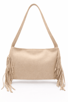 Suede Side Fringed Shoulder Bag in Cream - Shoulder Bag - My Accessories London