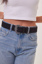 Suede Western Belt in Black and Silver - Belts - My Accessories London