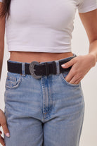 Suede Western Belt in Black and Silver - Belts - My Accessories London