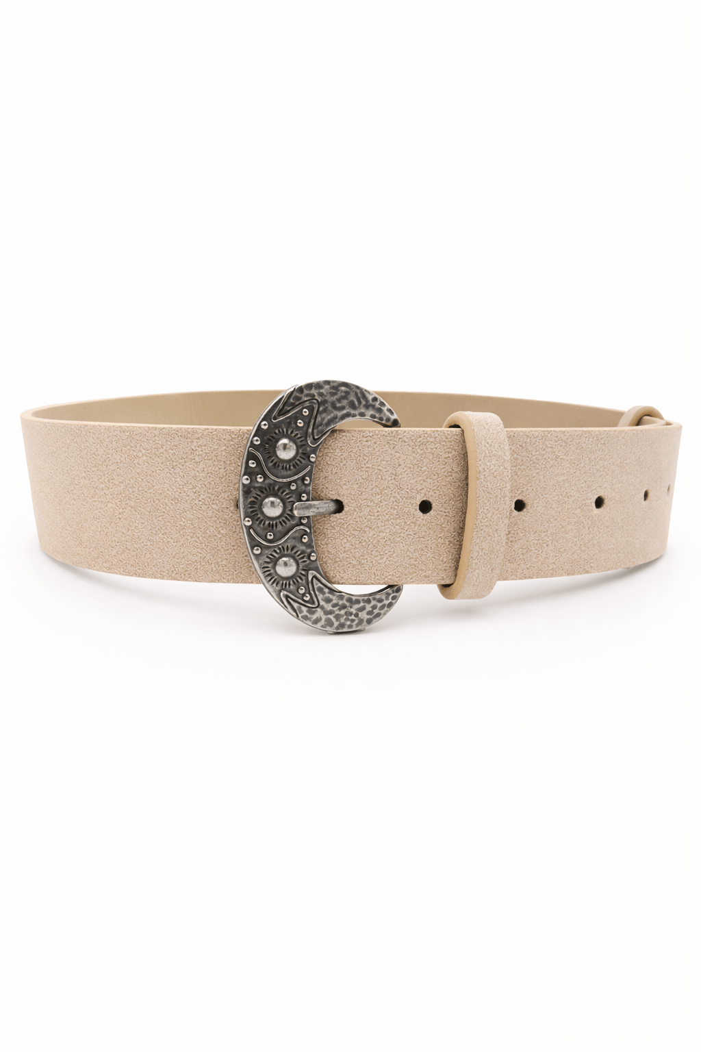 Suede Western Belt in Cream and Silver Buckle - Belts - My Accessories London