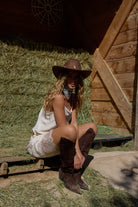Western Cowboy Hat in Brown with Daisy Gold Studs - Cowboy Hat - My Accessories London