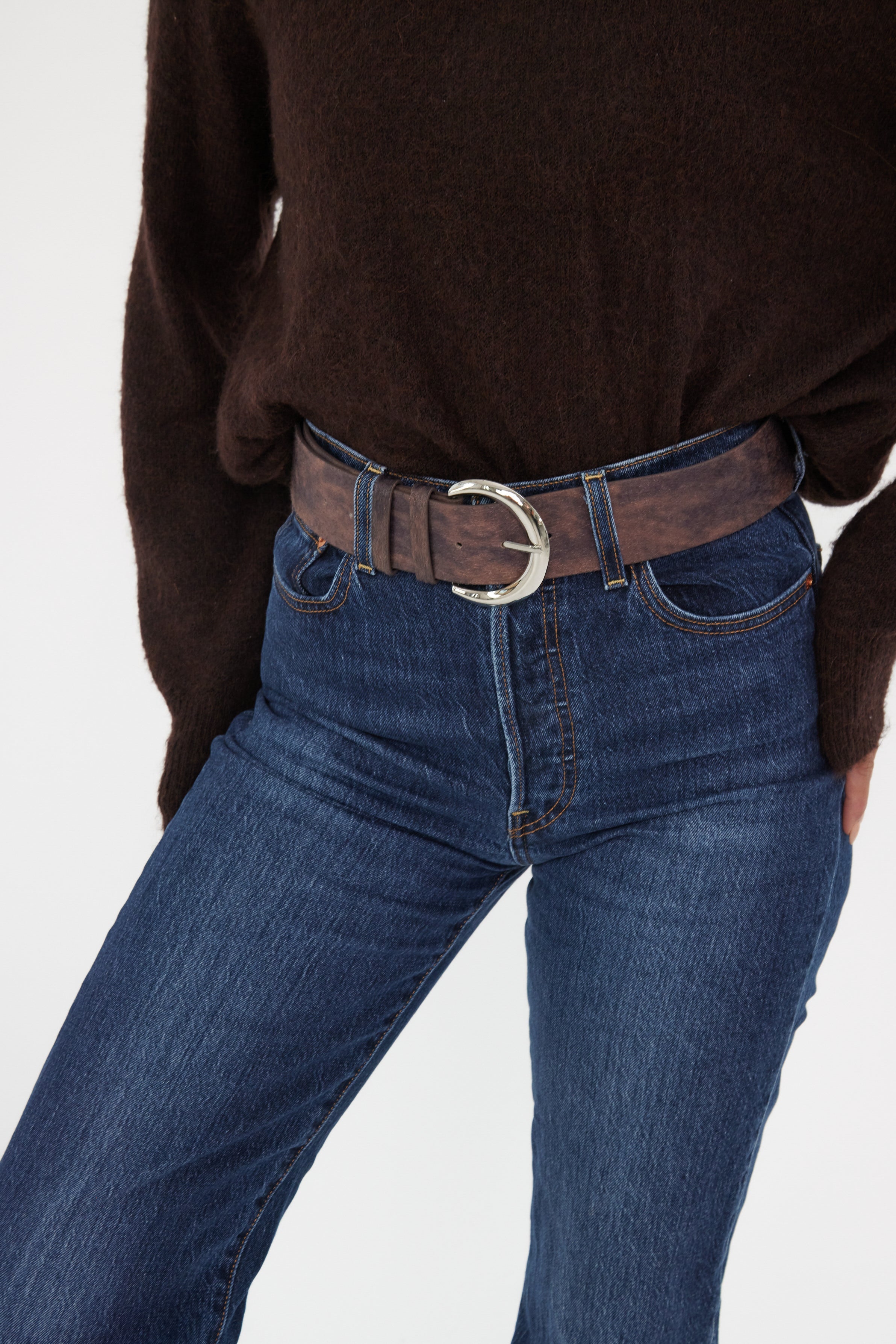 Wide Pony Skin Belt in Brown - Belts - My Accessories London