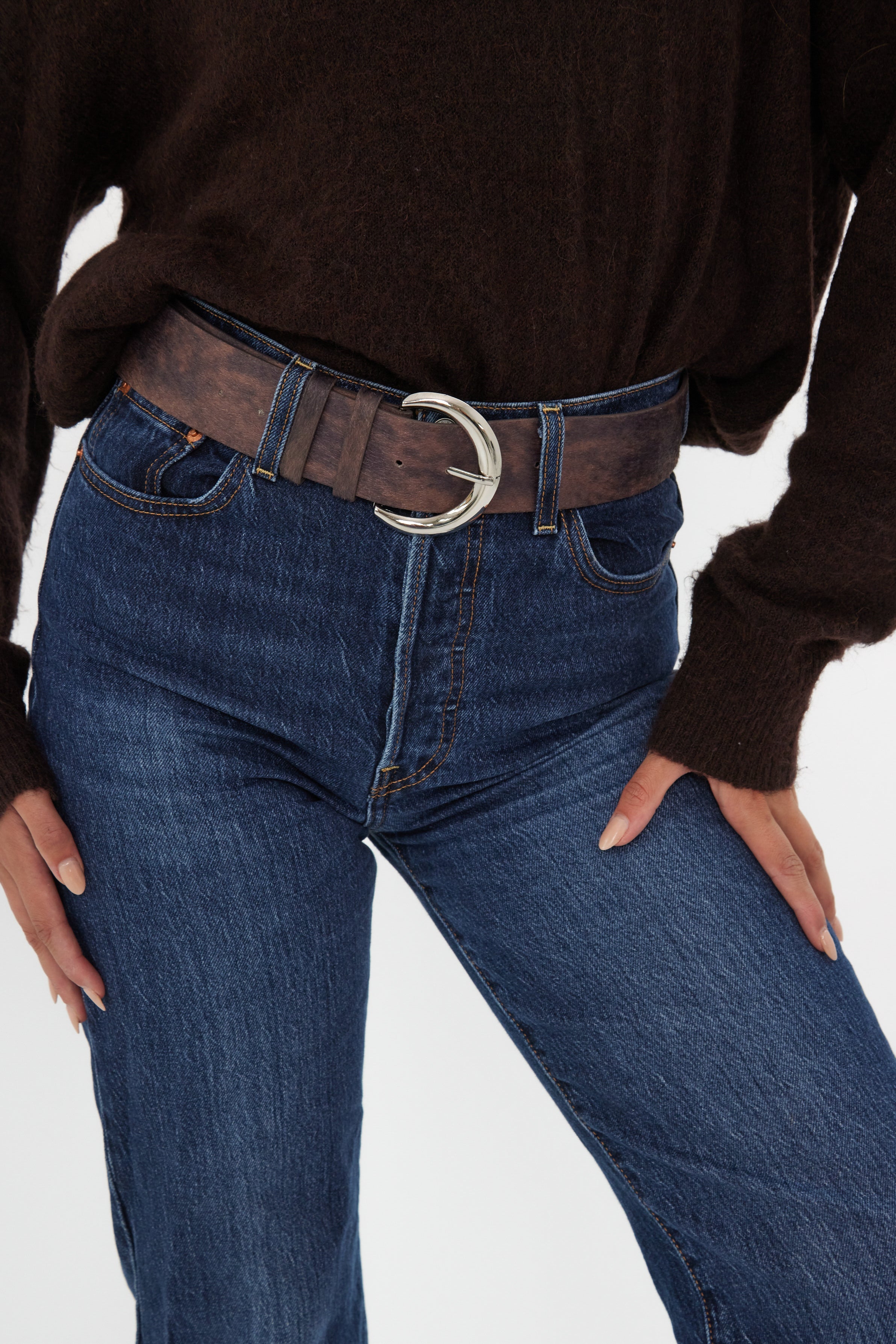 Wide Pony Skin Belt in Brown - Belts - My Accessories London
