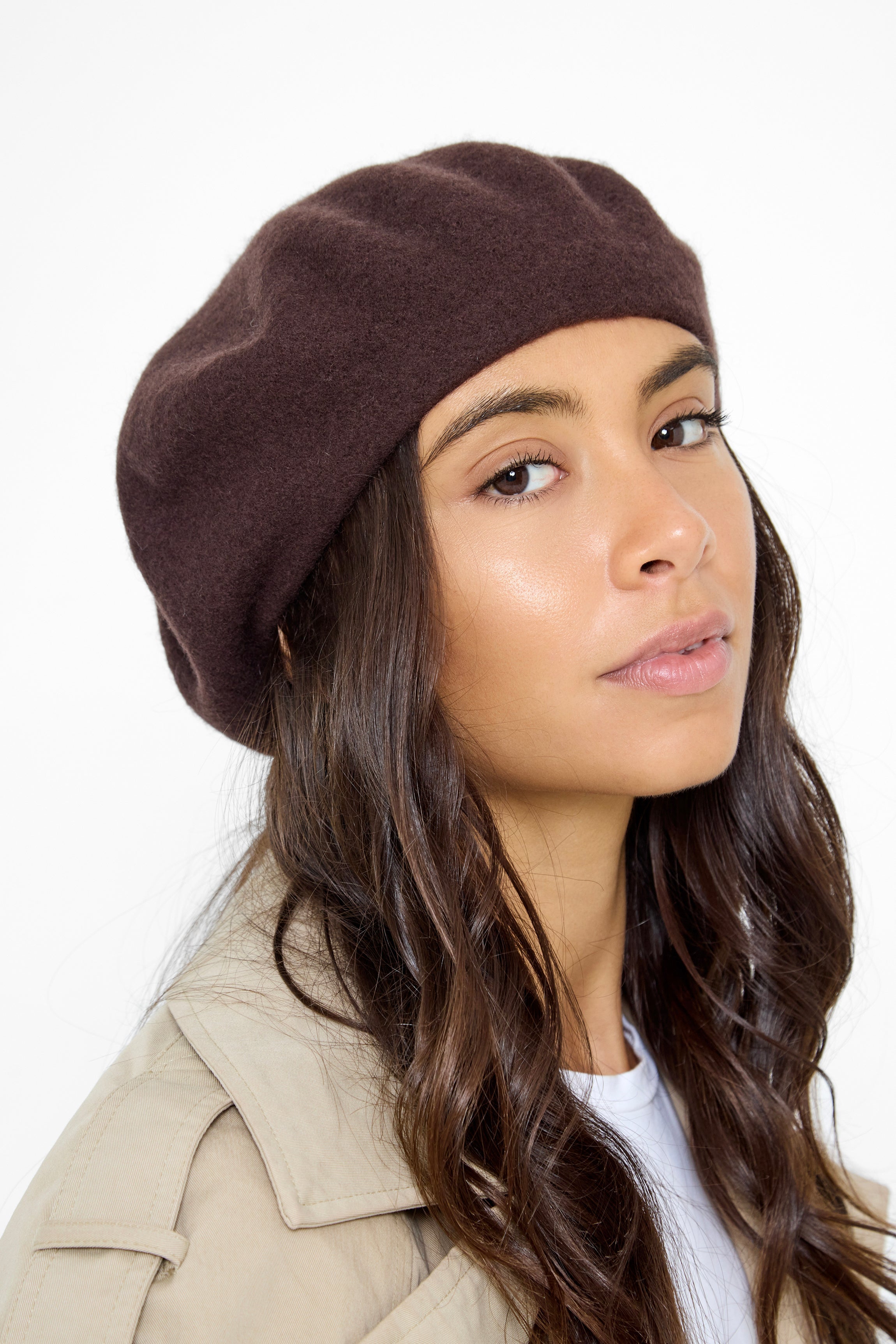 Wool Blend Beret in Brown - Beret - My Accessories London