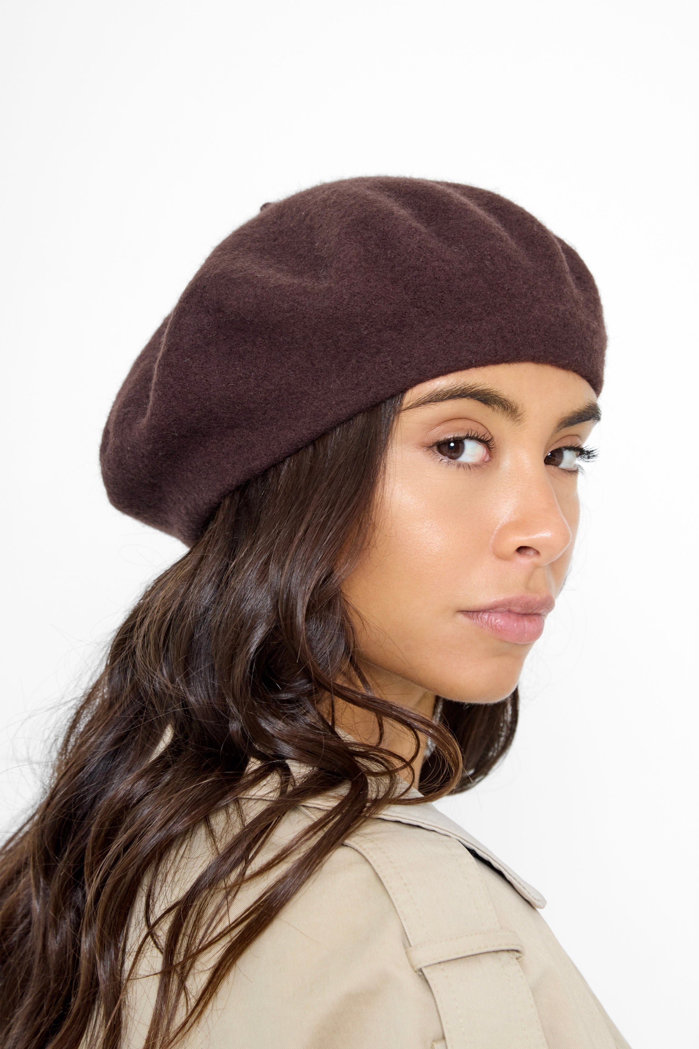 Wool Blend Beret in Brown - Beret - My Accessories London