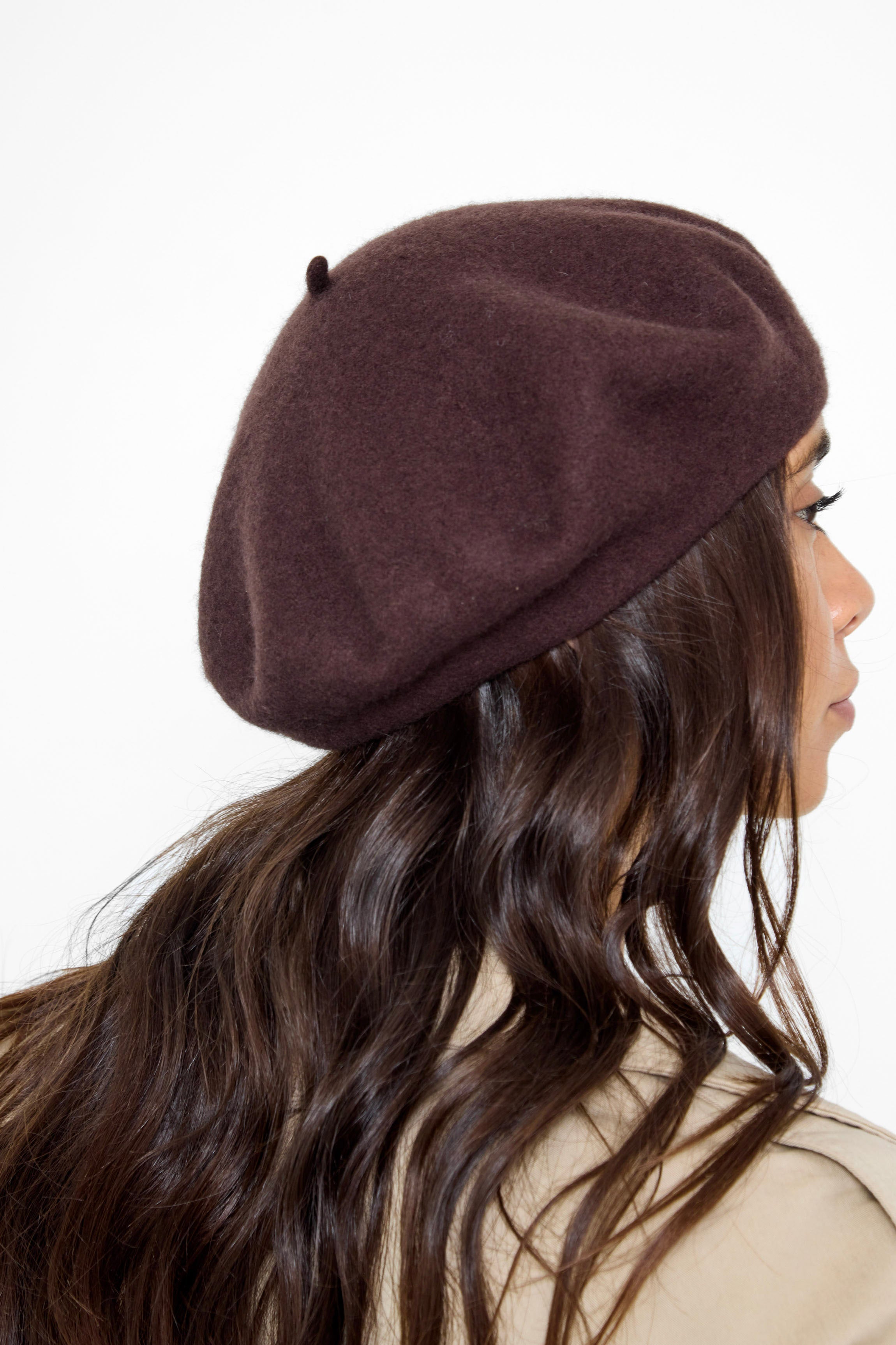 Wool Blend Beret in Brown - Beret - My Accessories London