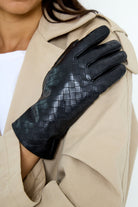 Woven Leather Look Gloves in Black - Gloves - My Accessories London