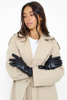 Woven Leather Look Gloves in Black - Gloves - My Accessories London