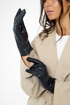 Woven Leather Look Gloves in Black - Gloves - My Accessories London
