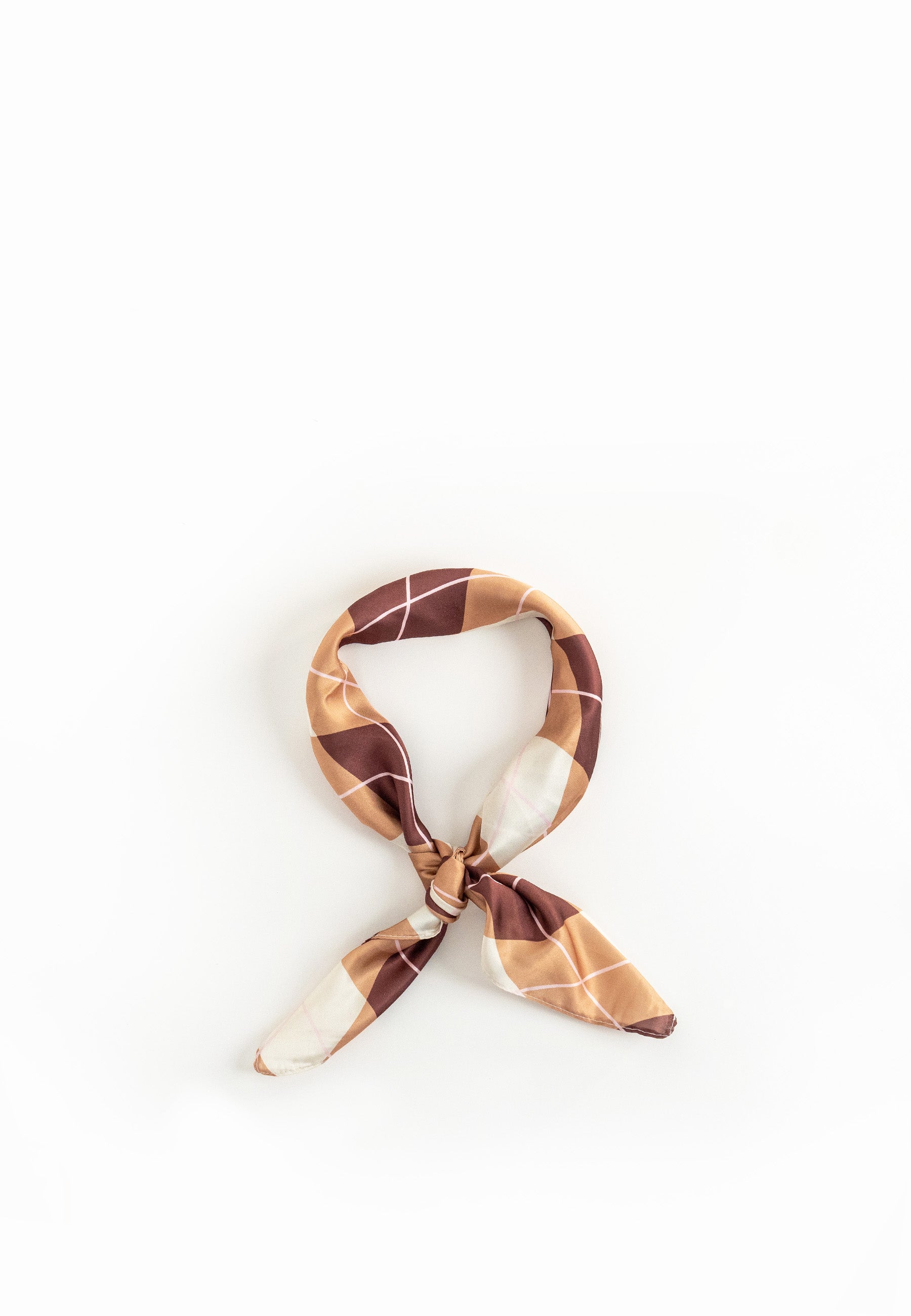 Multiway Headscarf in Brown Argyle Print | Bandana | Check | Neck Tie | Top | Festival | Party | Summer | Holiday | Beach | Women's Accessories | Accessory 