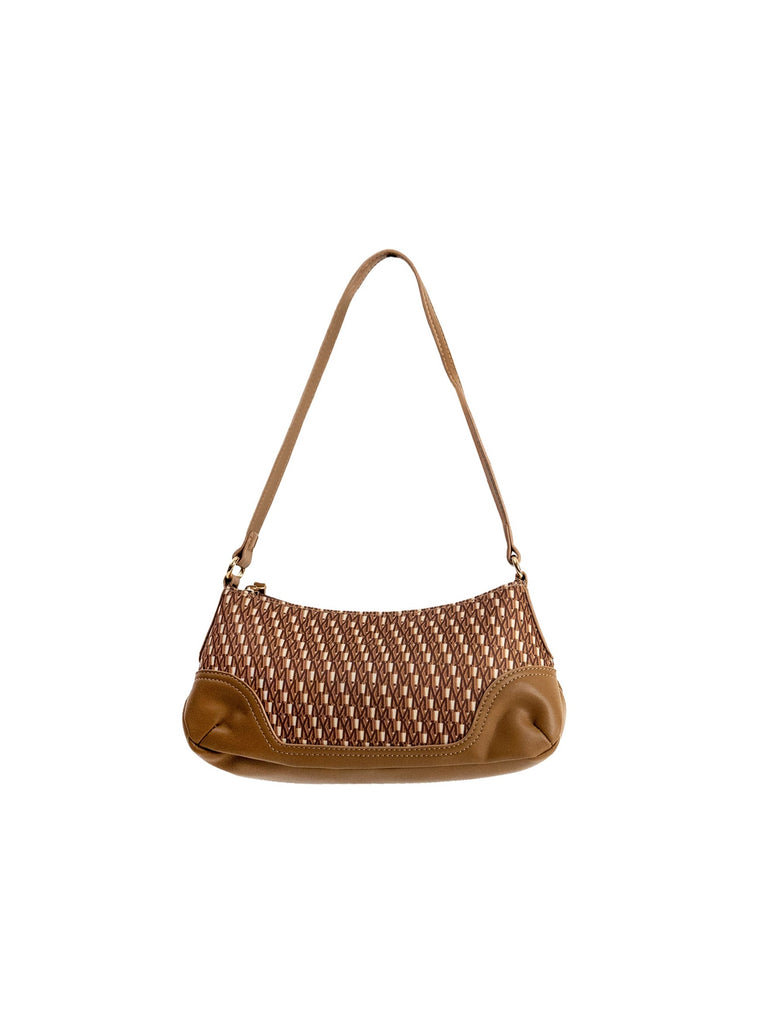 Printed Fabric Shoulder Bag in Brown Monogram | Handbag | Shoulder Bag | Old Money | Weird Girl | Preppy | Twee | Autumn | Winter | Sofia Richie | Streetwear | Streetstyle | Women | Accessories | Accessory | Old Money Accessories | Weird Girl Accessories | Indie | Elevated Indie | Vintage Style | Retro | Brown Monogram | Brown Bag 