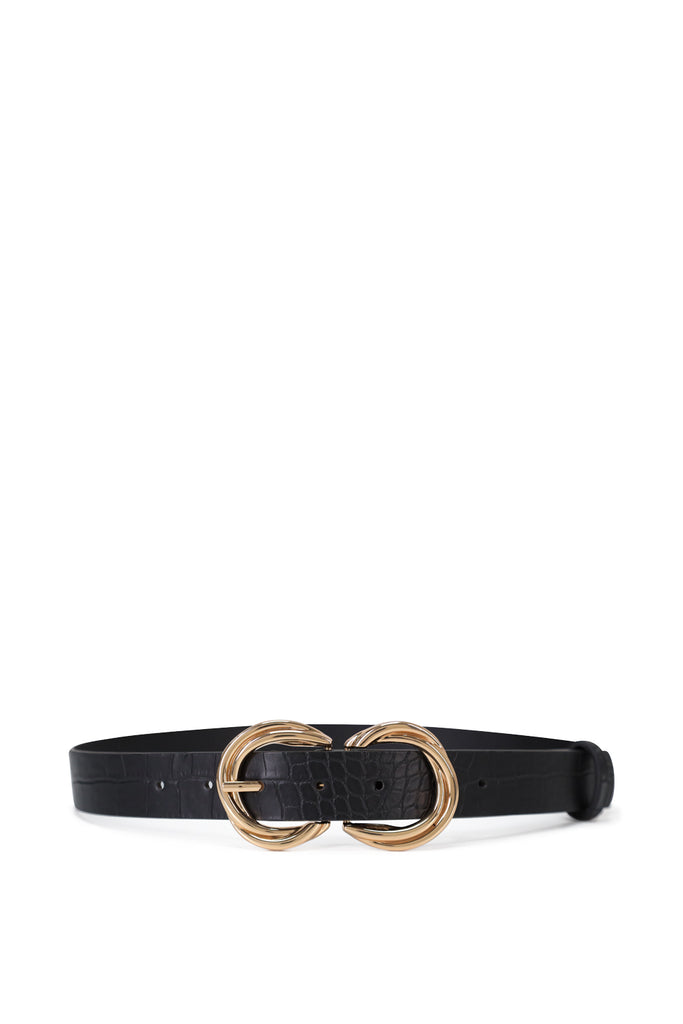 My Accessories London Double Twisted belt in Black Croc | Festival | Going out | Layering | Streetstyle | Women's | Women's Accessories | Animal print |