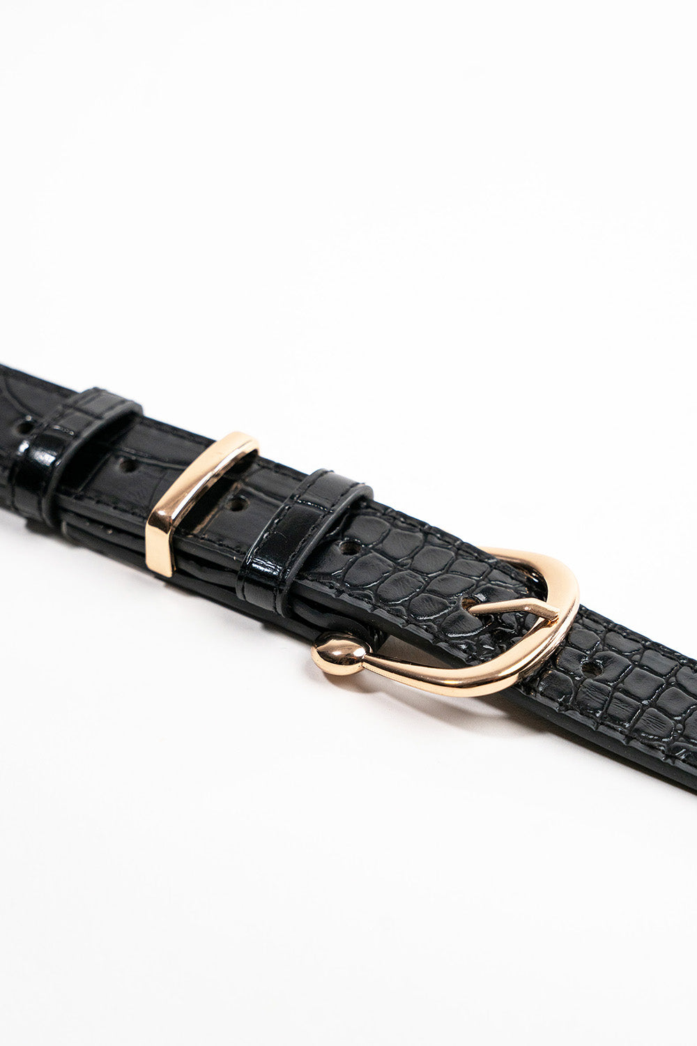 My Accessories London Minimal Croc Belt in Black | Belts | Women | Women's |  Casual  |  Everyday | Essential | Animal Print 