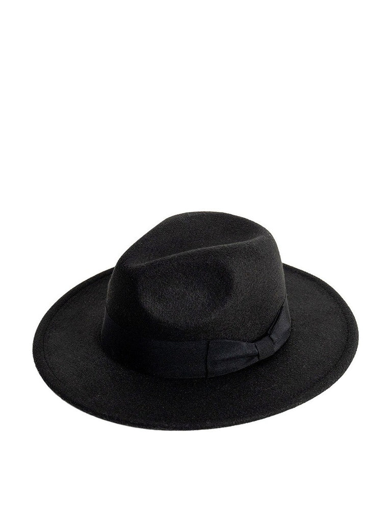 Bow trim Fedora Hat | Fedora Hat in Black | My Accessories London Fedora Ladies Winter hat | Women's fedora