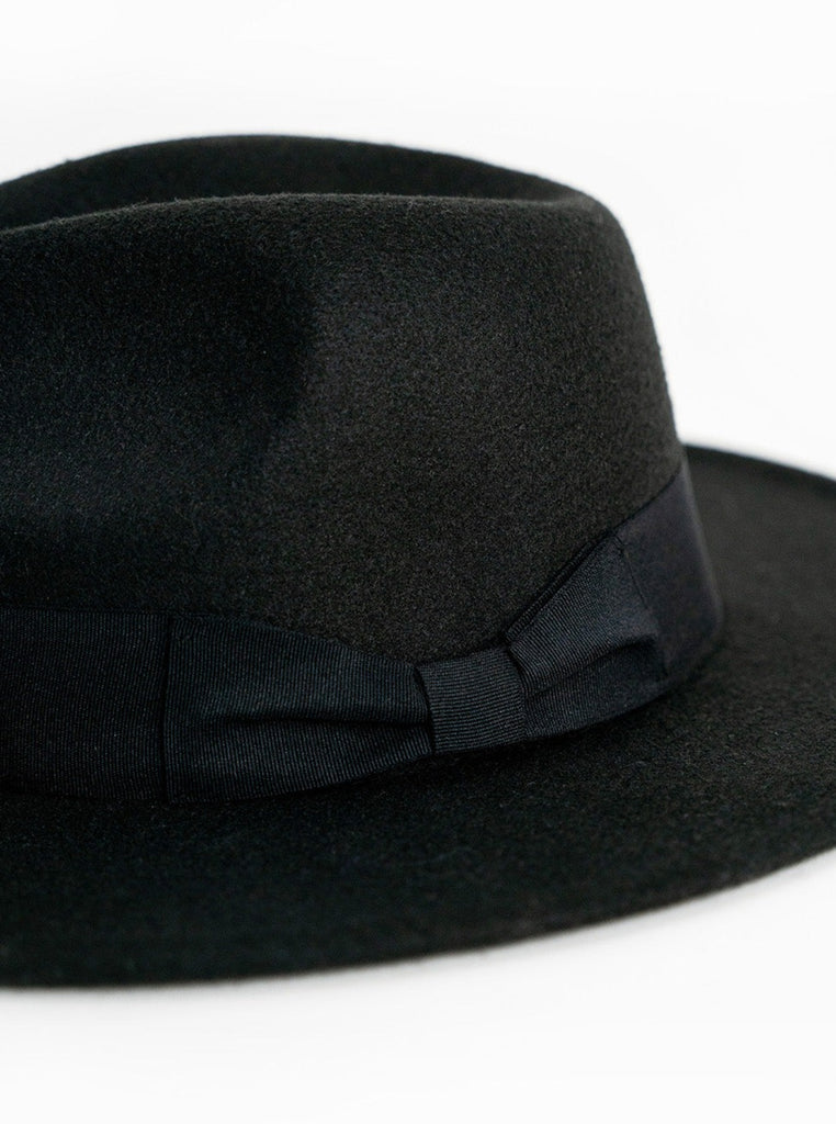 Bow trim Fedora Hat | Fedora Hat in Black | My Accessories London Fedora Ladies Winter hat | Women's fedora