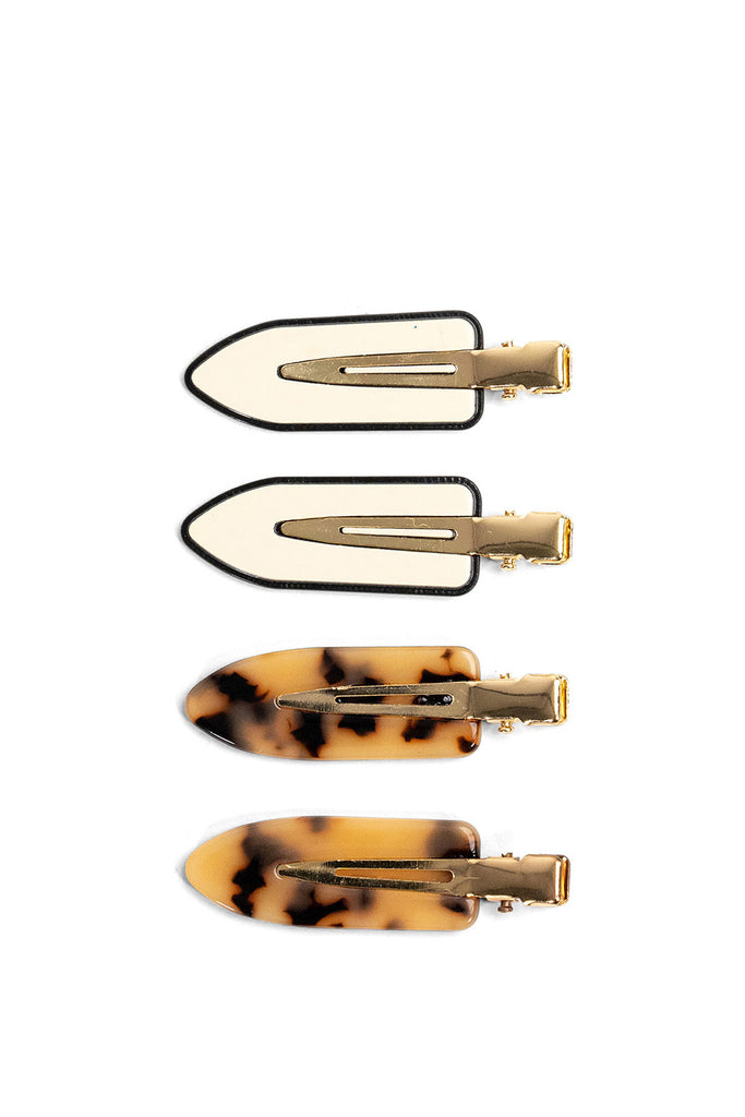 My Accessories London Resin Styling Clips in Brown Tortoiseshell and Cream | Get ready | Hairstyle | Hair Clip | Hair Clips | Hair | Tortoiseshell | Multipack | 