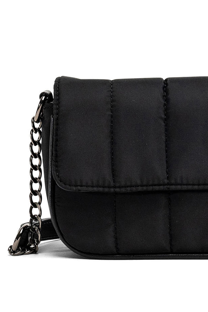 Quilted Nylon Padded Crossbody Bag | Nylon Bag Black | My Accessories London Bag