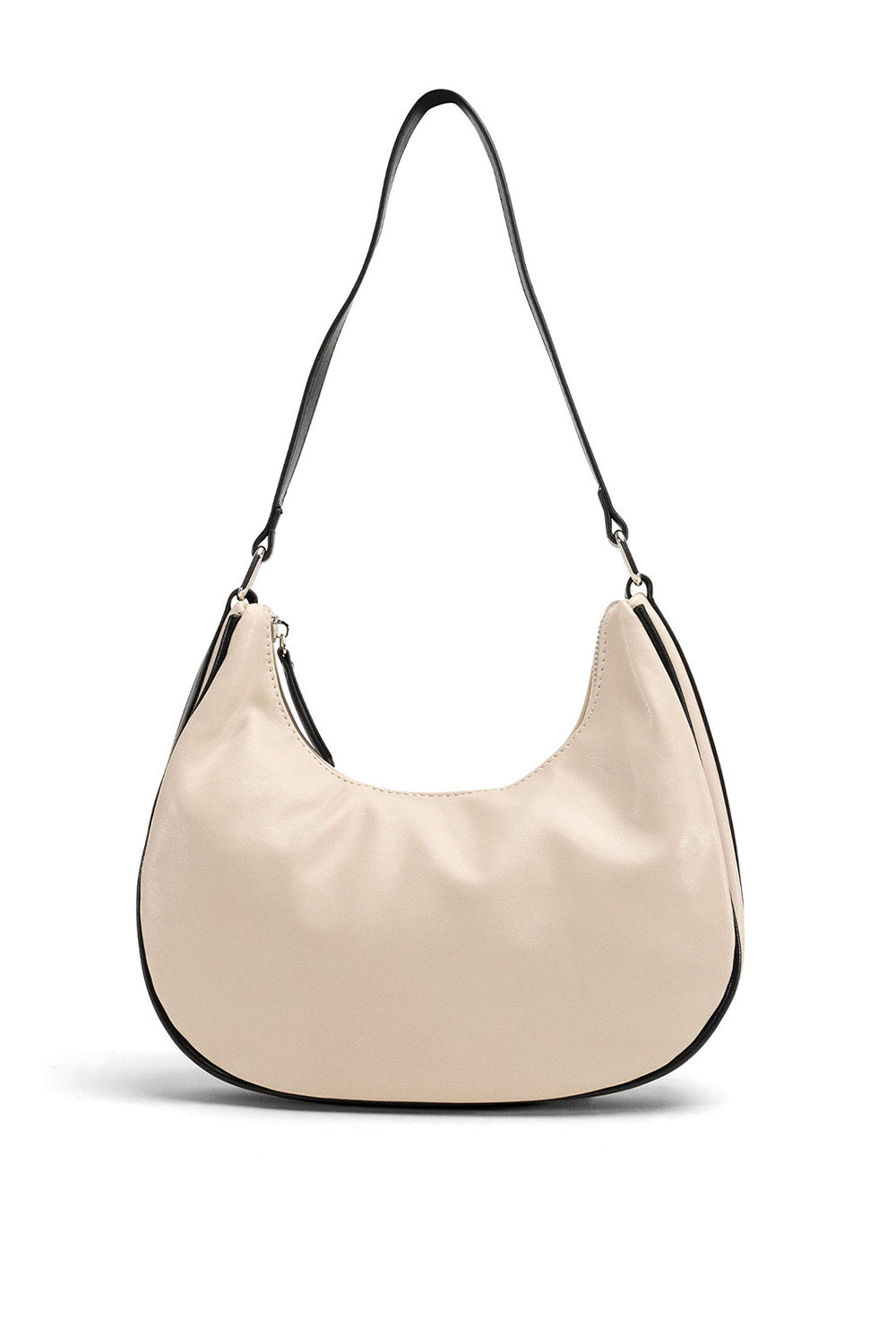 My Accessories London Curved Shoulder Bag in Beige and Black | Women's Accessories