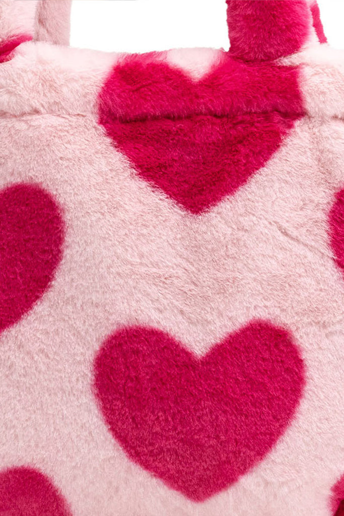 Fluffy Bag | Faux Fur | Handbag | Shopper | Heart Print | Vegan | Women's Accessories | Autumn | Winter | Barbiecore | Bright