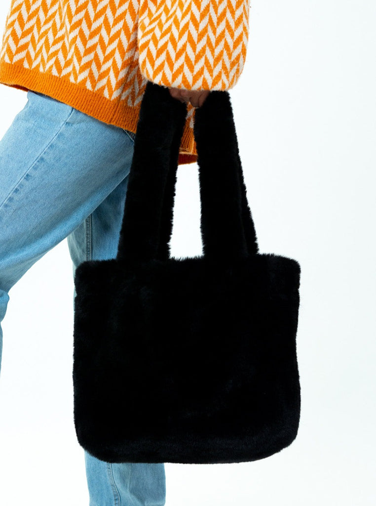 Fluffy Bag | Black Bag |Women's Accessories | Vegan | Autumn | Winter |