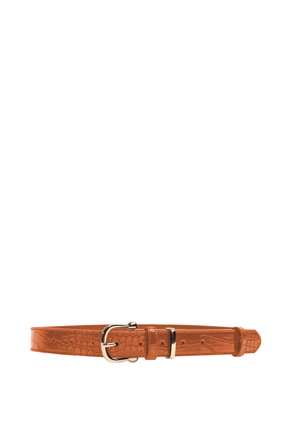 My Accessories London Minimal Croc Belt in Tan | Vegan | Animal Print | Brown | Women's | Women | Accessories | Accessory 