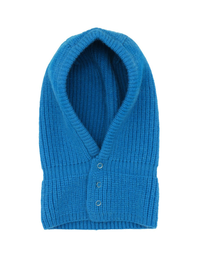 My Accessories London Button Up Balaclava in Blue | Knitted | Ski | Skiing | Outdoor | Winter | Autumn | Cold Weather | Walking | Hiking | Hood | Streetstyle | Women's Gorpcore