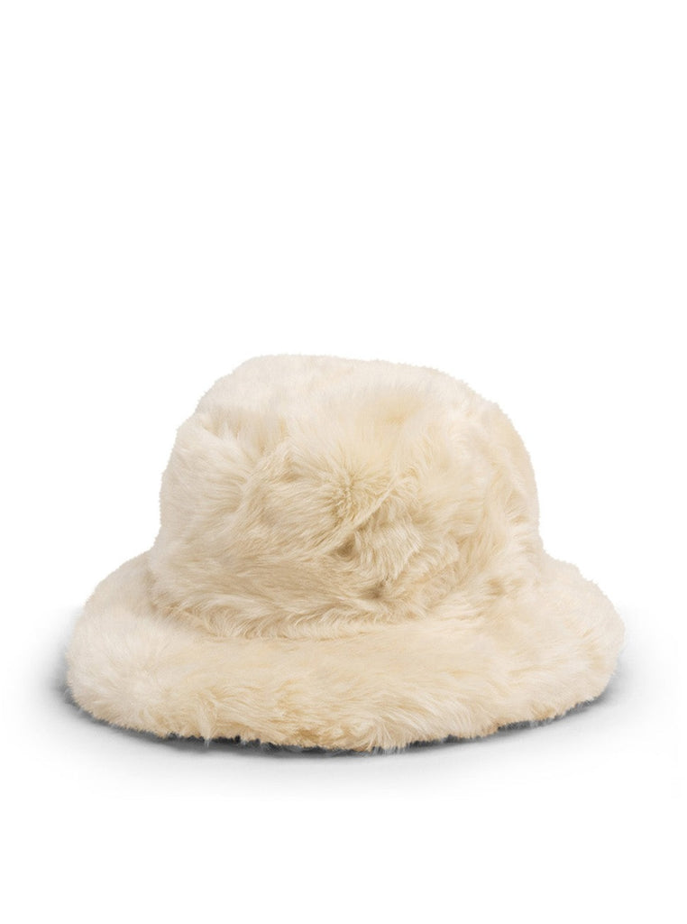 Fur Plush Bucket Hat in White | Women's Accessories | Autumn | Winter | Faux Fur | 90's | Retro | women's bucket hat | My Accessoires London fur bucket hat | Oversized bucket hat | cream fur