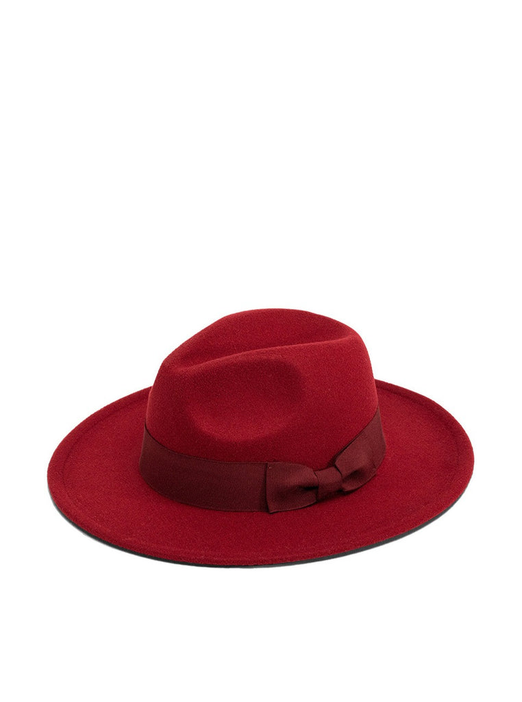 My Accessories London Fedora with Bow Trim in Red | Hat | Women's Accessories | Ladies Winter Hat | Autumn Burgundy Hat | Wine Red hat | Autumn Accessories | Walks | Indie | Elevated indie | Grunge | Fall | Autumnal | 