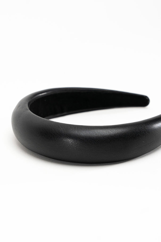 My Accessories London Faux Leather Padded Headband in Black | Vegan | Women's | Women | Accessories | Accessory | Hair | Hairstyle | 
