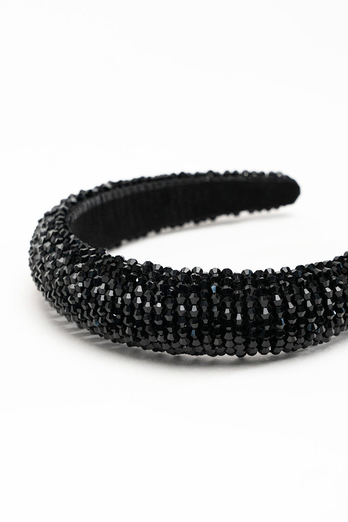 Beaded headband in black | women's party headband | embellished headband | My Accessories london headband | going out hair embellished headband