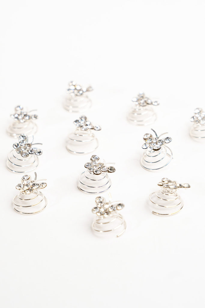 My Accessories London Butterfly Rhinestone Hair Twists in Silver | Diamante | Gems | HAir Gems | Hairstyle | Accessories | Women | Women's | Accessory | Rhinestone | Multipack | 