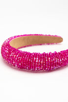 Beaded Headband in Hot Pink | Barbiecore | Barbie | Party | Occasion | Wedding | Halloween | Christmas | New Years | Present | Costume | Embellished | Sparkly | Autumn | Winter | Summer | Spring | Women's Accessories