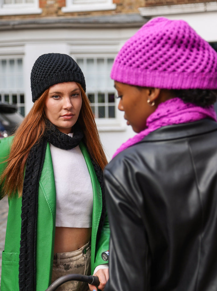 My Accessories London Basic Crochet Hat in Black | Women's Accessories | Autumn | Winter | Knitted | Grunge | Grunge sleaze | E girl | Indie | Elevated indie | 90s | Y2k | Women | Winter accessories | Autumn accessories |