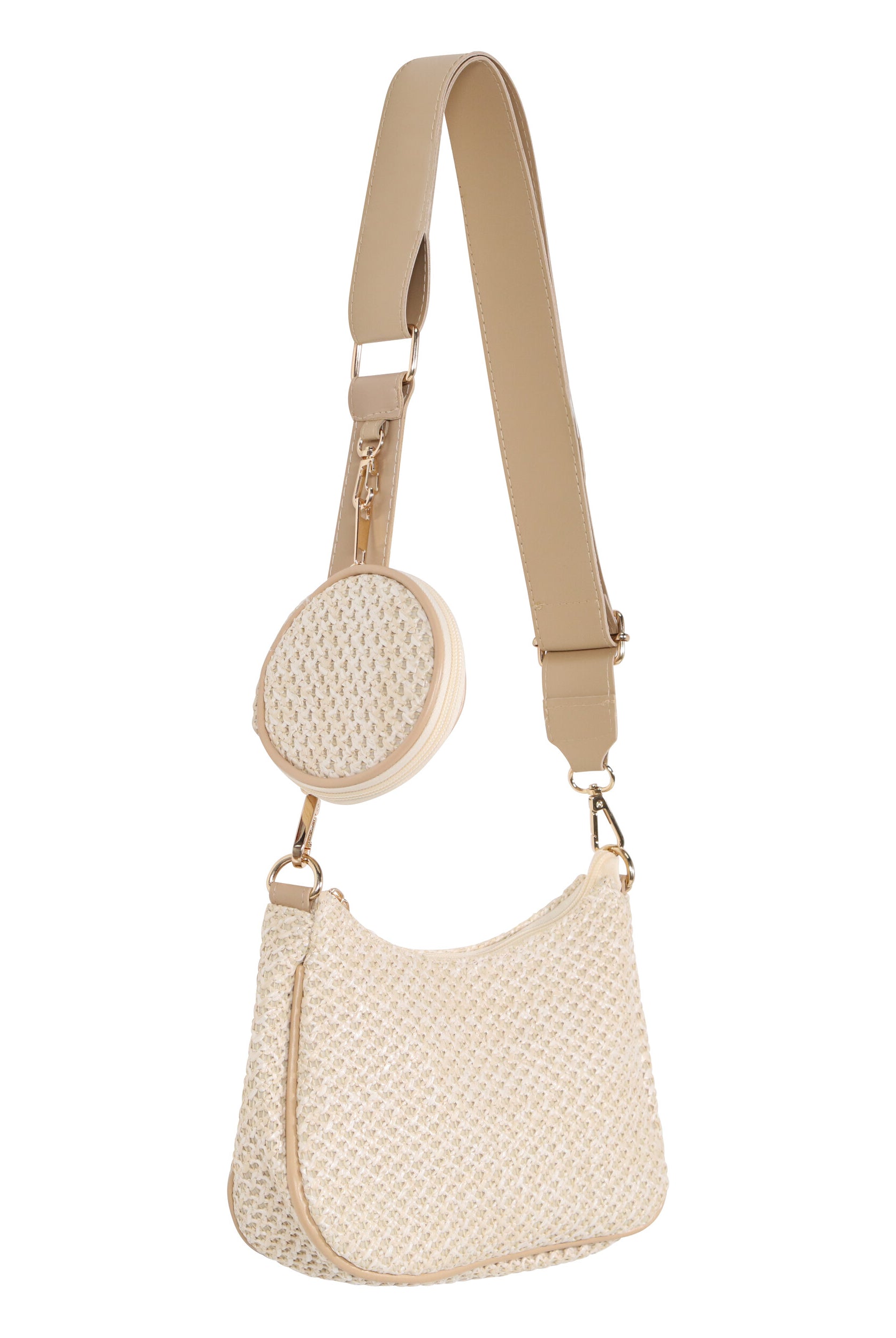 Woven Crossbody Bag with Coin Purse | crossbody bag | handbag | shoulder bag | summer bag | city break | travel bag | essentials | basics | woven bag | prada dupe | beach bag | minimal | quiet luxury | Cream | beige |