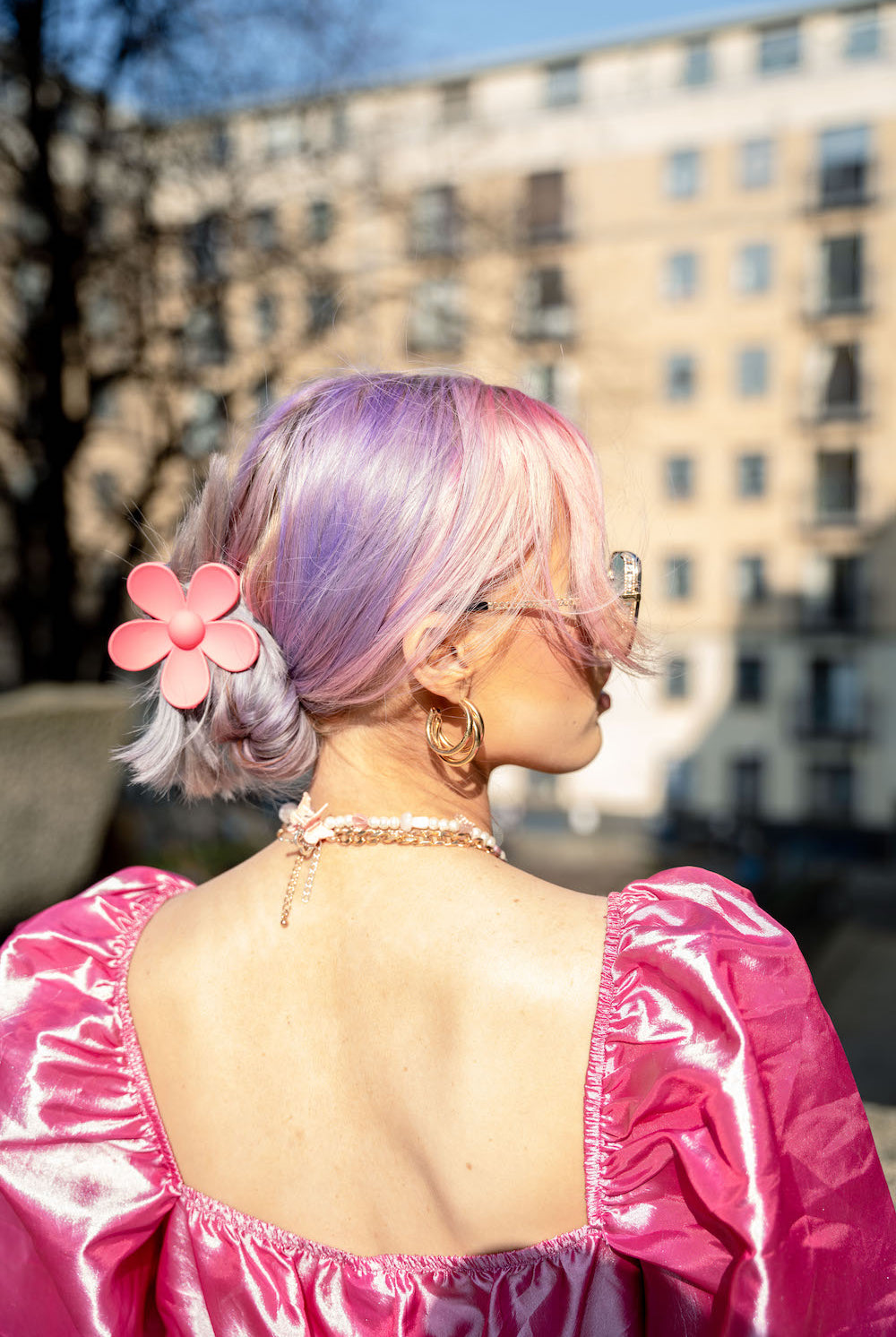 My Accessories London Hair Clip | Flower Clip | Summer Clip | Beach Clip | Hair styling | Pink Hair Clip | Green Hair clip 