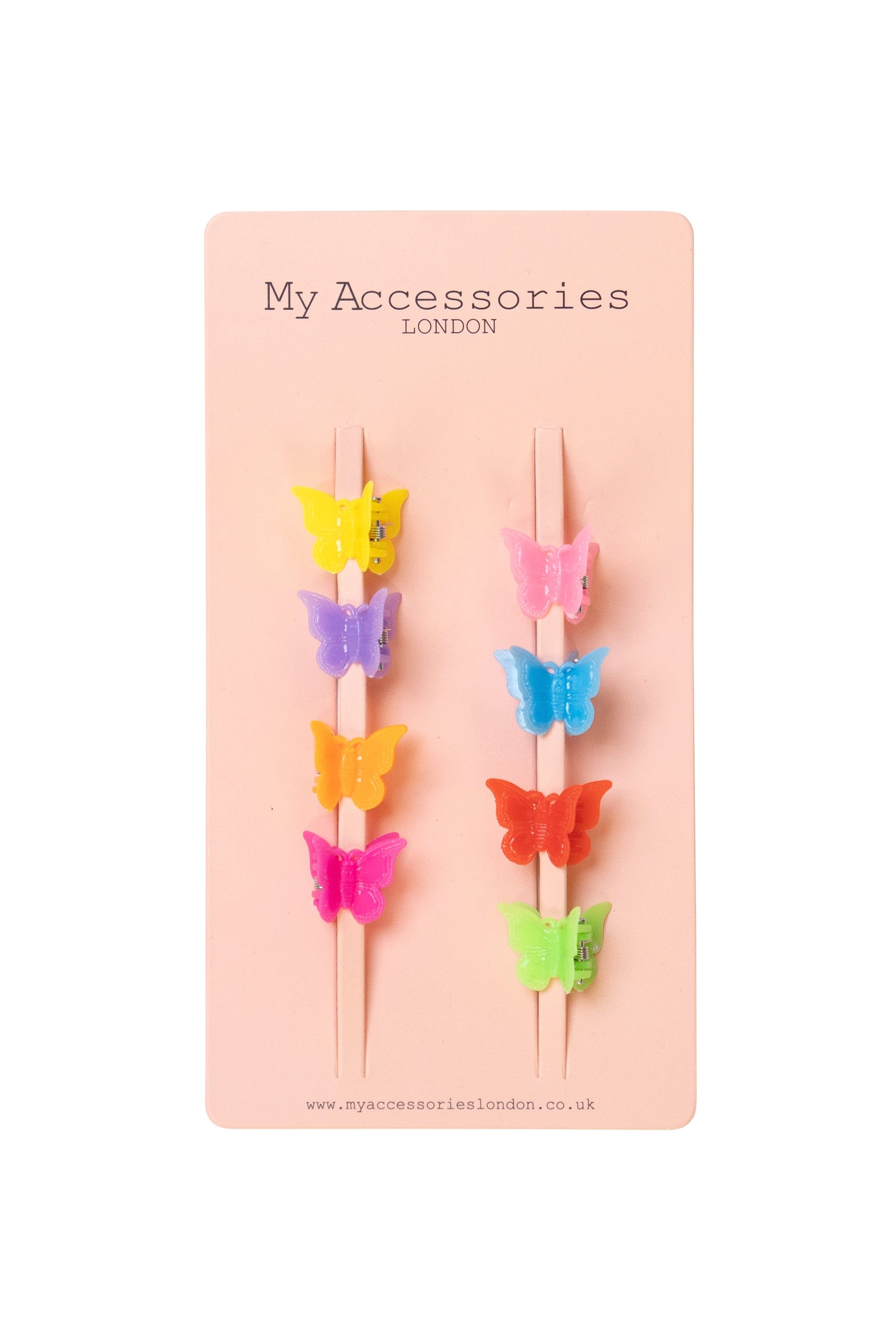 Butterfly mini hair clips | Rainbow hair clips | Multi coloured hair clips | Festival hair | Women's mini hair claws | Ladies hair accessories | My Accessories London hair 