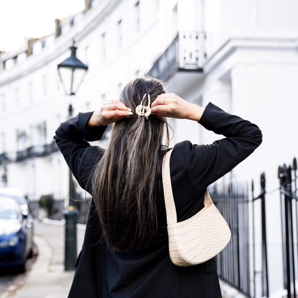 Chain Link Hair Claw Clip in Cream | Women's hair clip | Beige hair clip | Oversized large hair claw | May accessories London hair accessories 