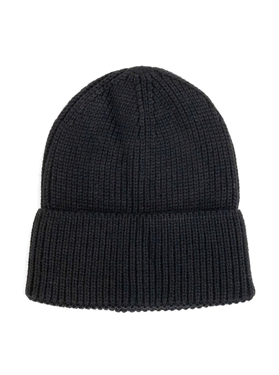 Woman's Ribbed Knitted Beanie in Black
