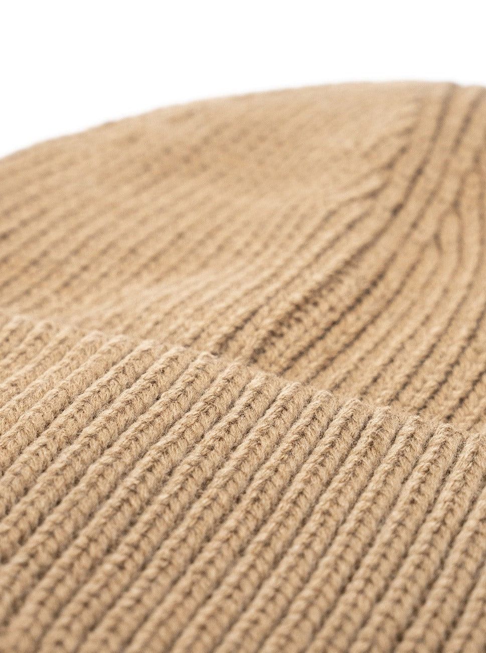 Woman's Ribbed Knitted Beanie in Camel