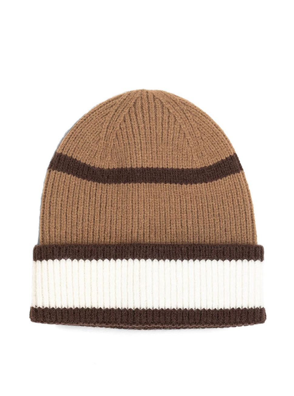 Woman's Stripe Beanie in Brown