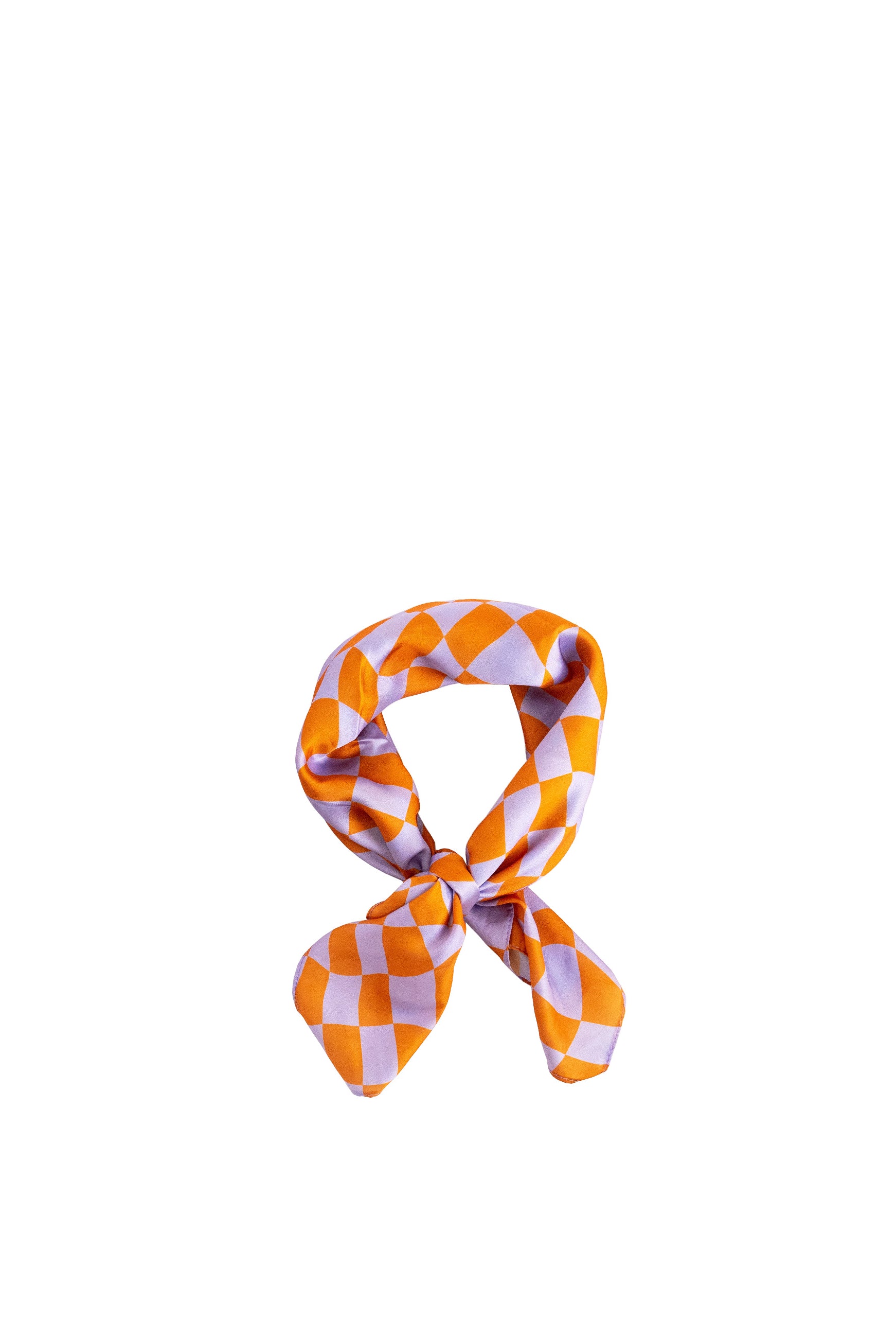 Multiway Wavy Checker Print Head Scarf in Purple & Orange | Bandana 
