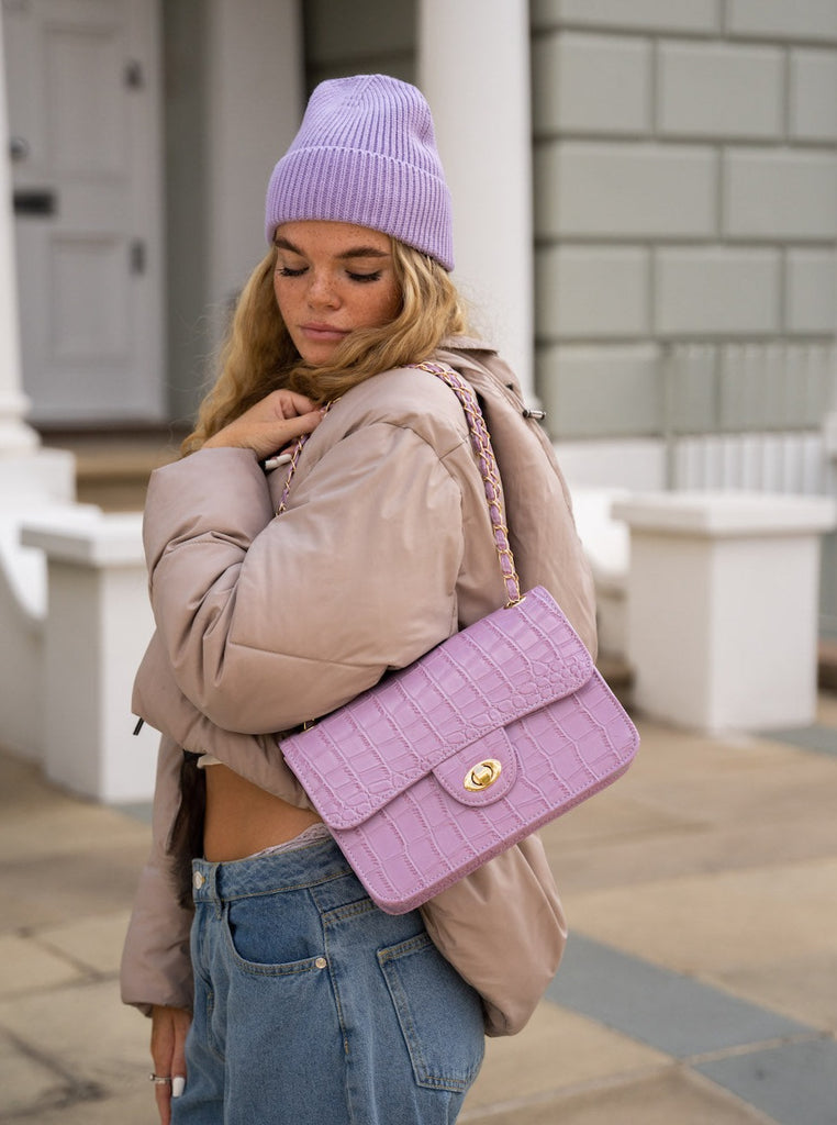 My Accessories London Recycled Beanie in Lilac | Hat | Women's Accessories | Basics | Autumn | Winter | Knitted | Purple | Women | Accessories | Fall | Indie | Streetwear | Ski | Skiing | Ski Accessories | Ski Season 