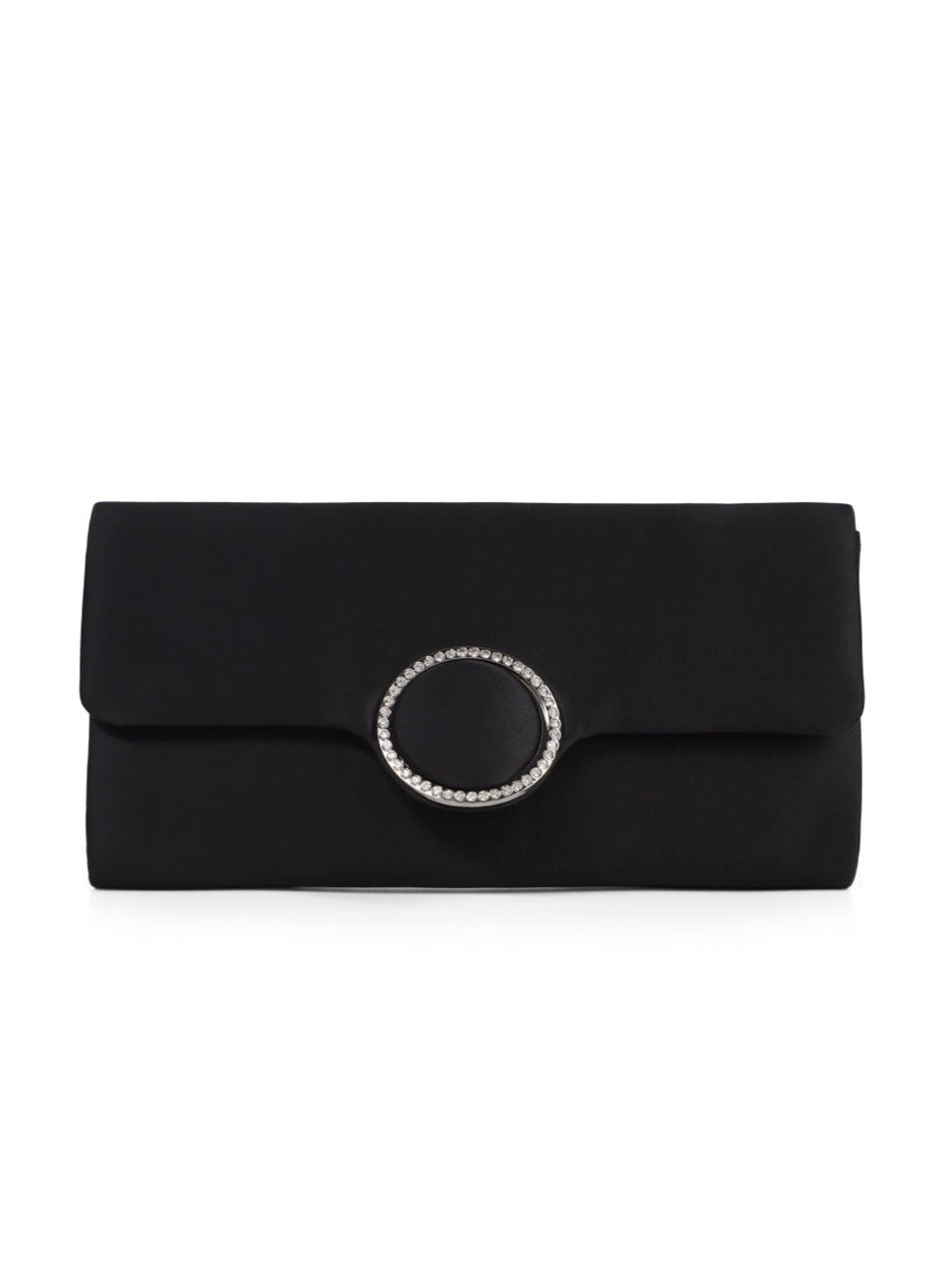 Satin Clutch with Diamante in Black | Occasion | Bag | Wedding guest | Wedding | Races | Clutch Bag | Women's Accessories | Women | Date Night | Cocktails | Evening Accessories | Evening Bag