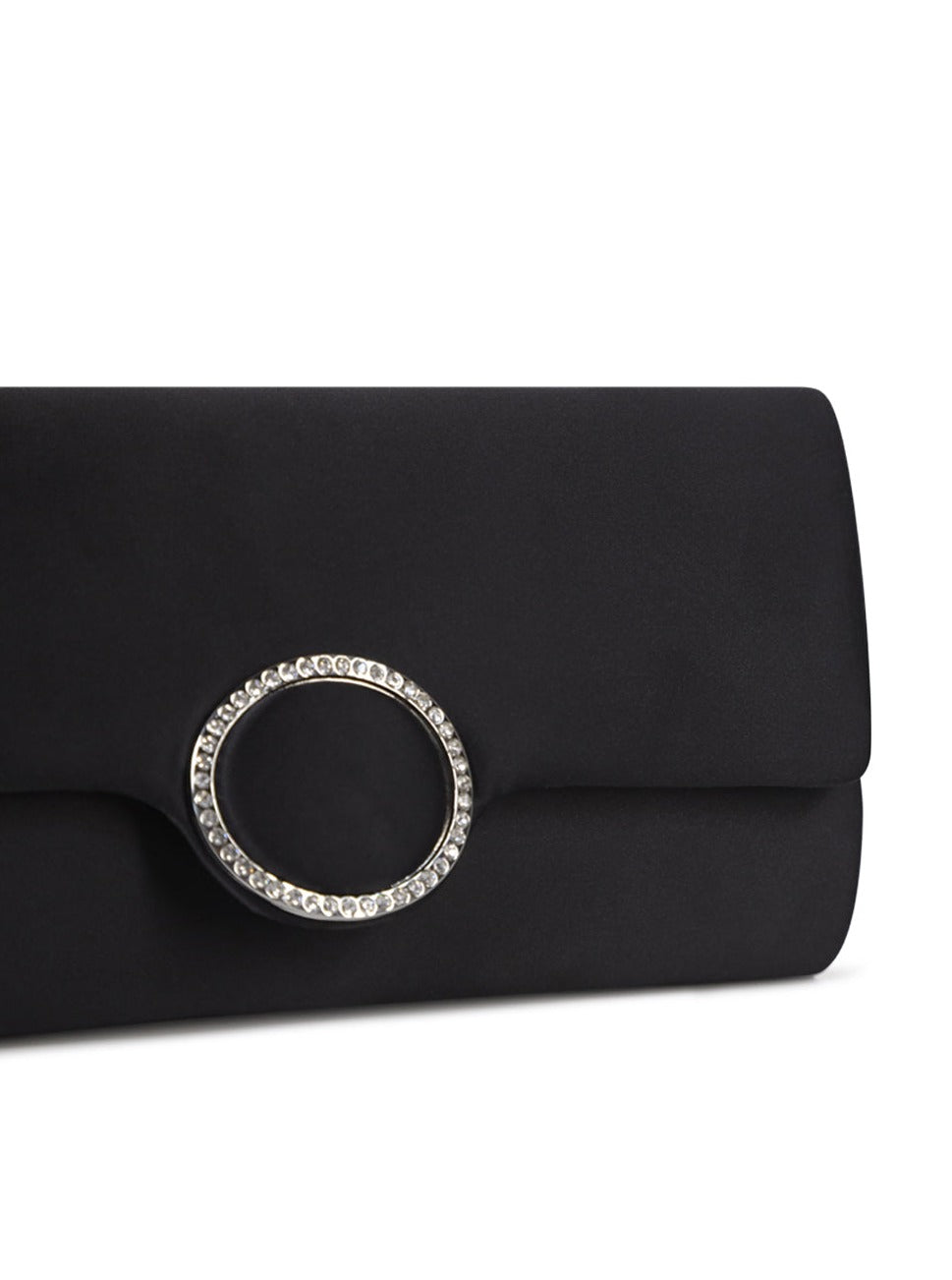 Satin Clutch with Diamante in Black | Occasion | Bag | Wedding guest | Wedding | Races | Clutch Bag | Women's Accessories | Women | Date Night | Cocktails | Evening Accessories | Evening Bag
