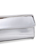 Long Clutch Bag in Liquid Silver | Metallic | Mirror | Occasion | Wedding | Wedding Guest | Festival | Party | Races | Hen Do | Going Out | Women's Accessories | Ladies Clutch bag