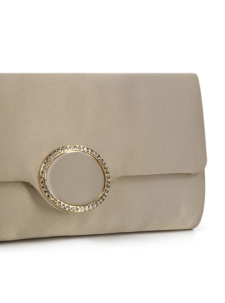 Satin Clutch with Diamante in Champagne | Occasion | Bag | Wedding guest | Wedding | Races | Clutch Bag | Women's Accessories | Women | Date | Races | Old Money | Event | Evening Bag | Evening Accessories 