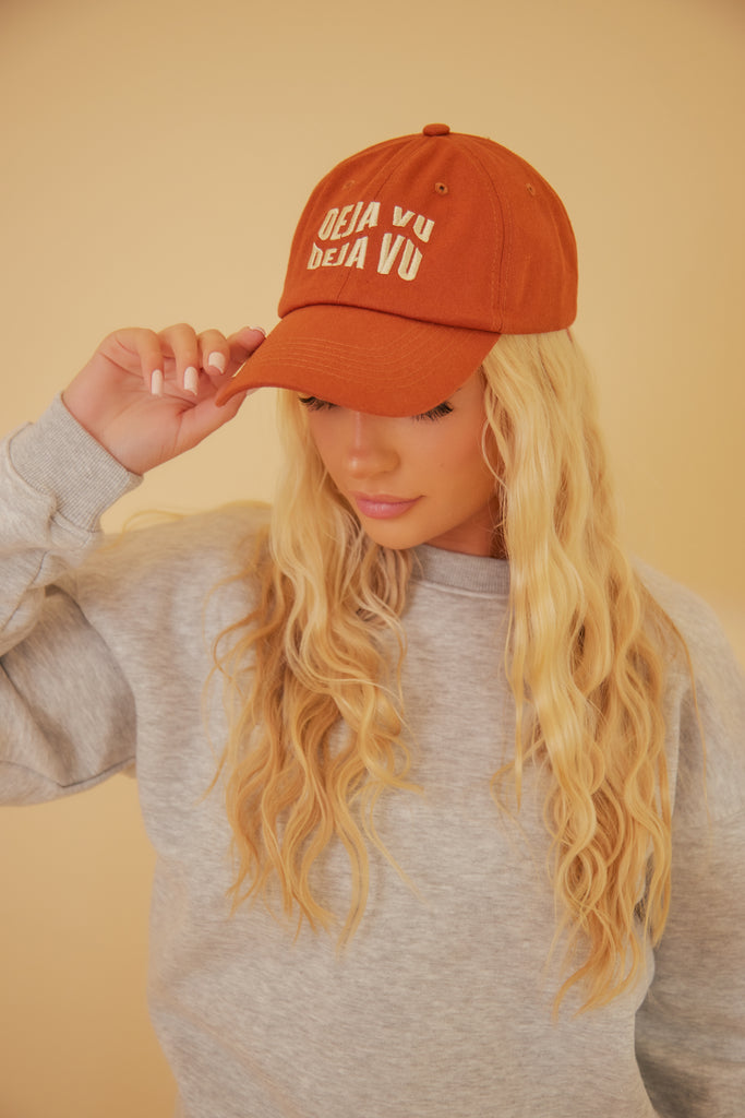 My Accessories London De Ja Vu Baseball Cap in Rust  | Athleisure | Cap | Hat | Graphic | Sporty | Women's | Women's accessories