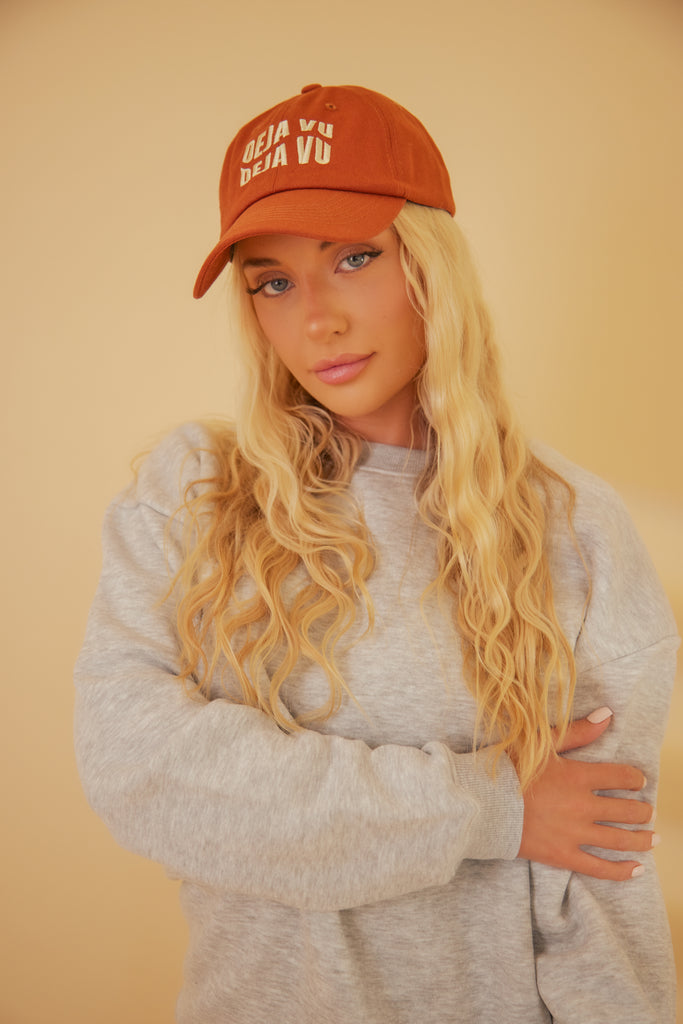 My Accessories London De Ja Vu Baseball Cap in Rust  | Athleisure | Cap | Hat | Graphic | Sporty | Women's | Women's accessories
