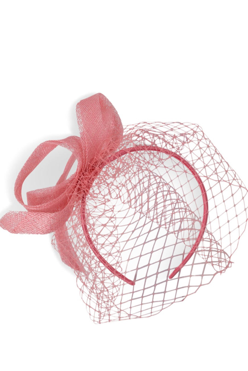 My Accessories London Swirl Fascinator with Mesh in Pink | Headband | Pink | Occasion | Races Hair | Wedding | Bridesmaid | Glam | Wedding Guest | Ladies fascinator | Women's Accessories |