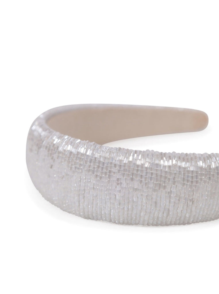 Straight Beaded Headband in White | Embellished | Hair Accessory | Wedding | Wedding Guest | Festival | Occasion | Party | Glam | Hair Accessory | Women's Accessories | Women | Lolita | Coquette | Cottage | Tomato Girl | Twee | Preppy | Old Money | Soft e girl 